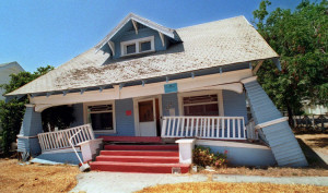 A house in Fillmore that was nearly destroyed by the Northridge Quake sits as one of the last damaged houses still standing six months after the quake. Mandatory Credit: Joe Pugliese/THE LOS ANGELES TIMES photo taken on 07/08/94